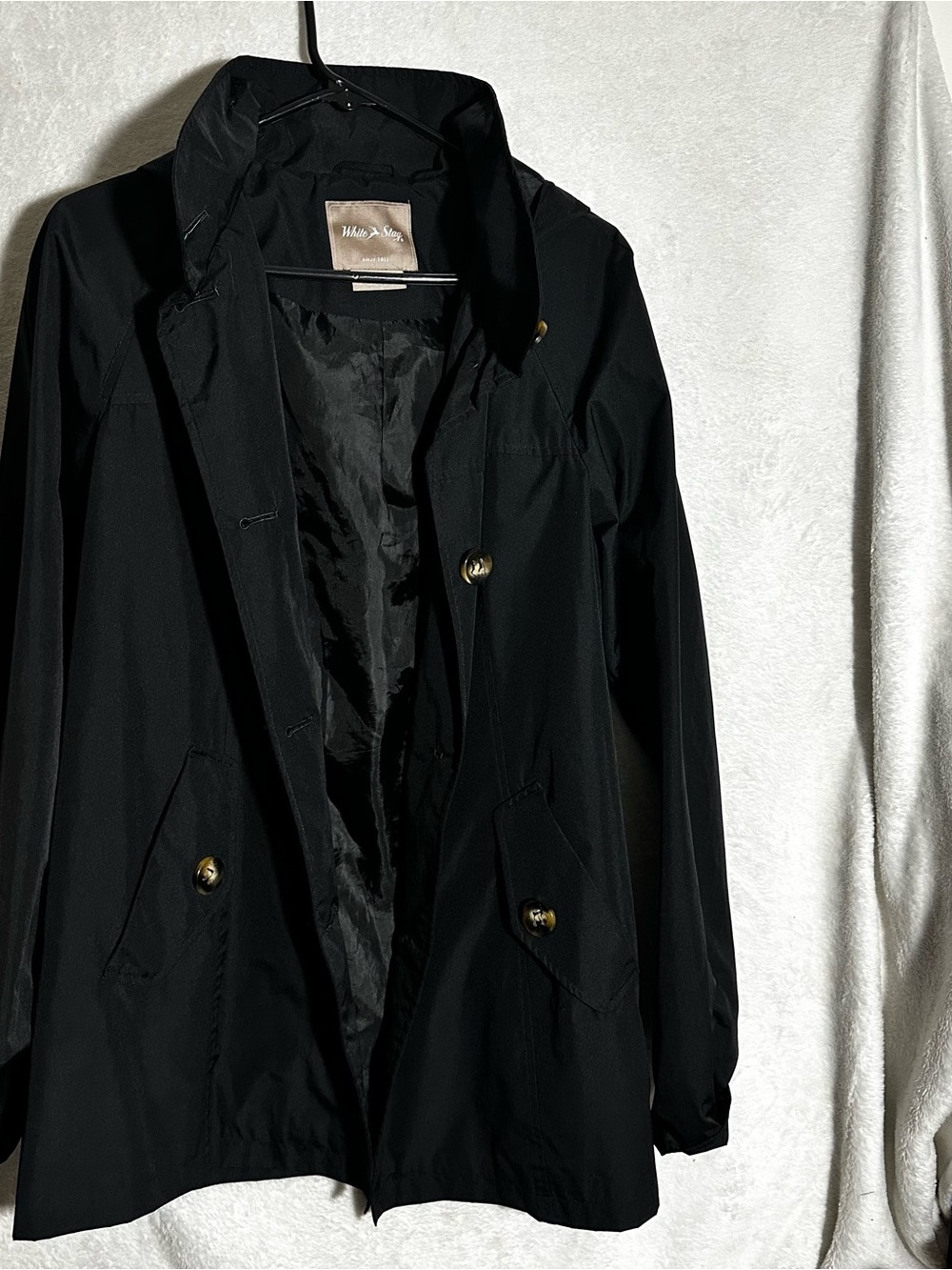 White Stag Black Jacket with Taupe Label, Women’s, Rain Coat, light